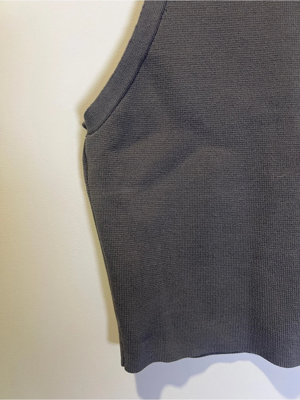 Zara Sleeveless Mock Neck Stretchy Knit Crop Top - Charcoal Gray - Picture 3 of 4